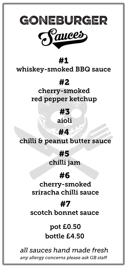 GB Lex Sauce Menu